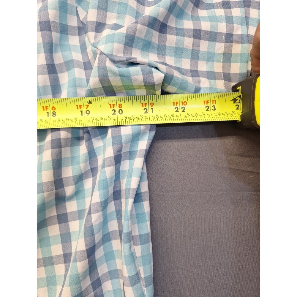 Mizzen‎ + Main Leeward Men's Large Trim Fit Aqua Grey White Check  Button Down - Picture 3 of 10